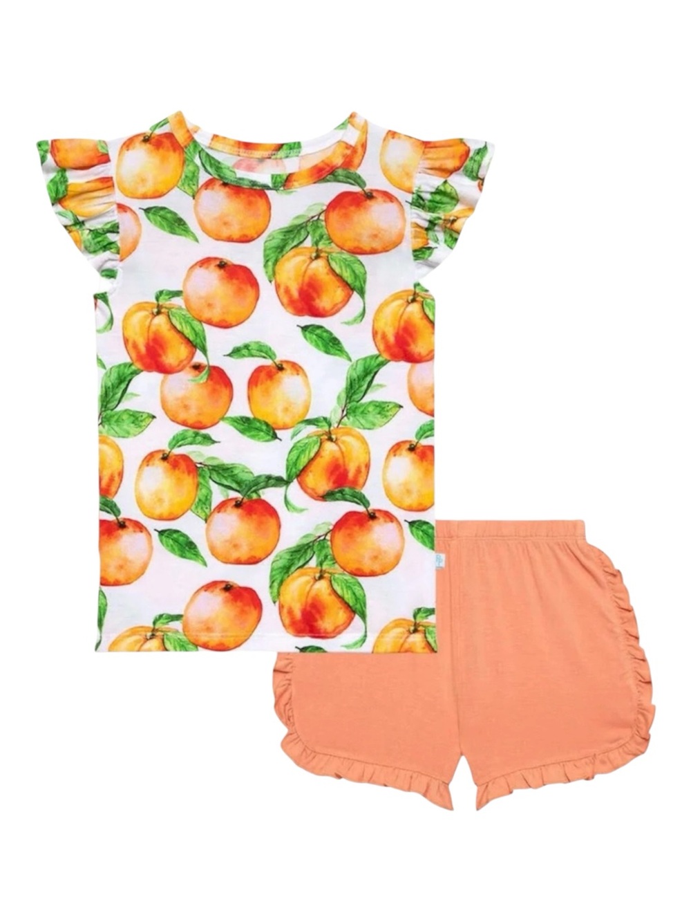 Posh Peach Print Flutter Sleeve Set
